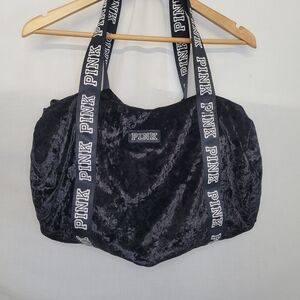 Victoria Secret Pink Black Velvet Tote Bag *Missing Zipper*